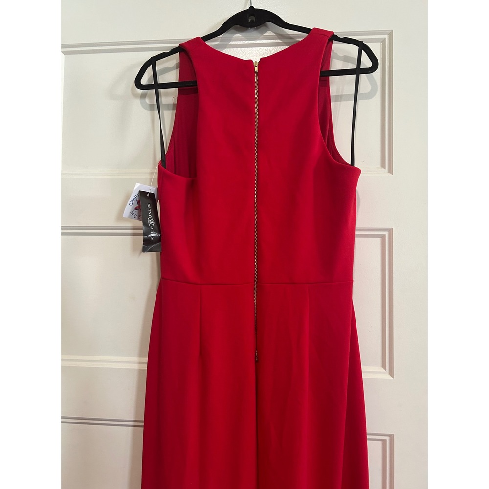 Betsy & Adam Red Ruffle-Hem Prom Gown - Picture 8 of 11